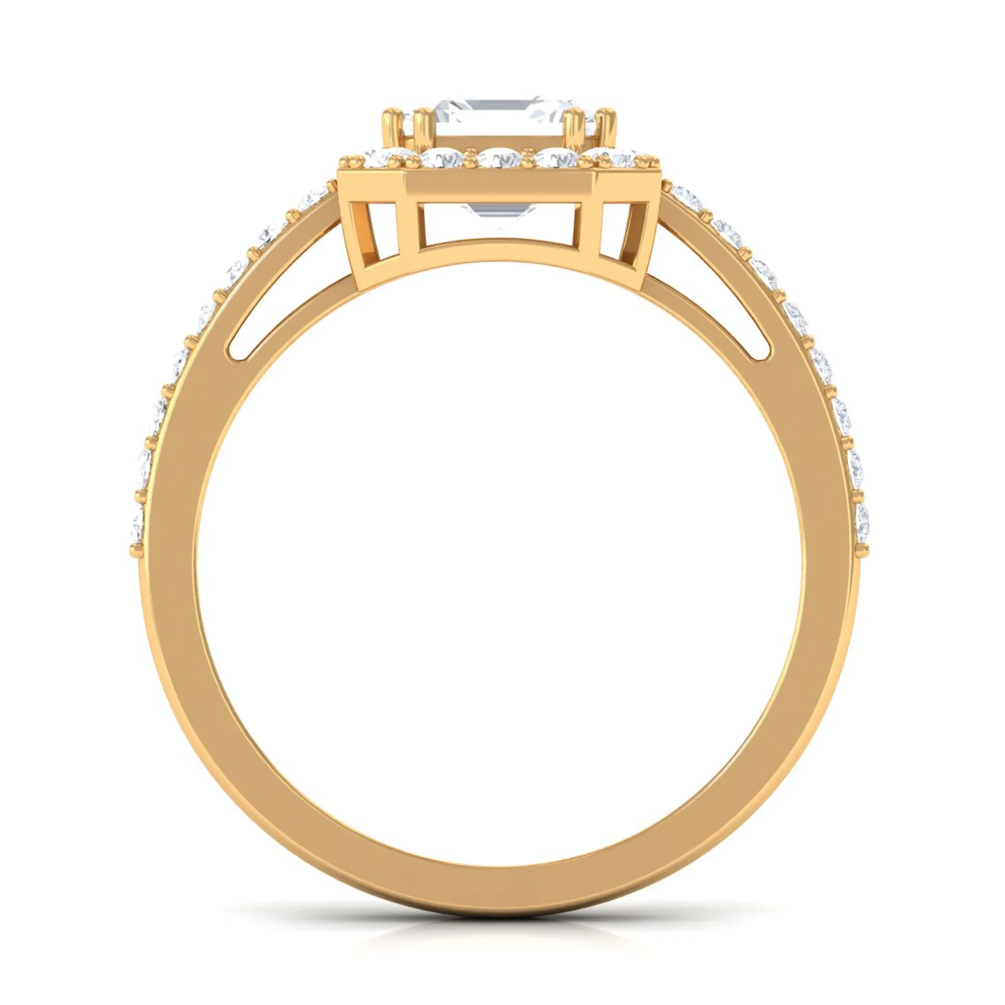 2.25 CT Asscher Cut Solitaire Zircon Halo Engagement Ring
