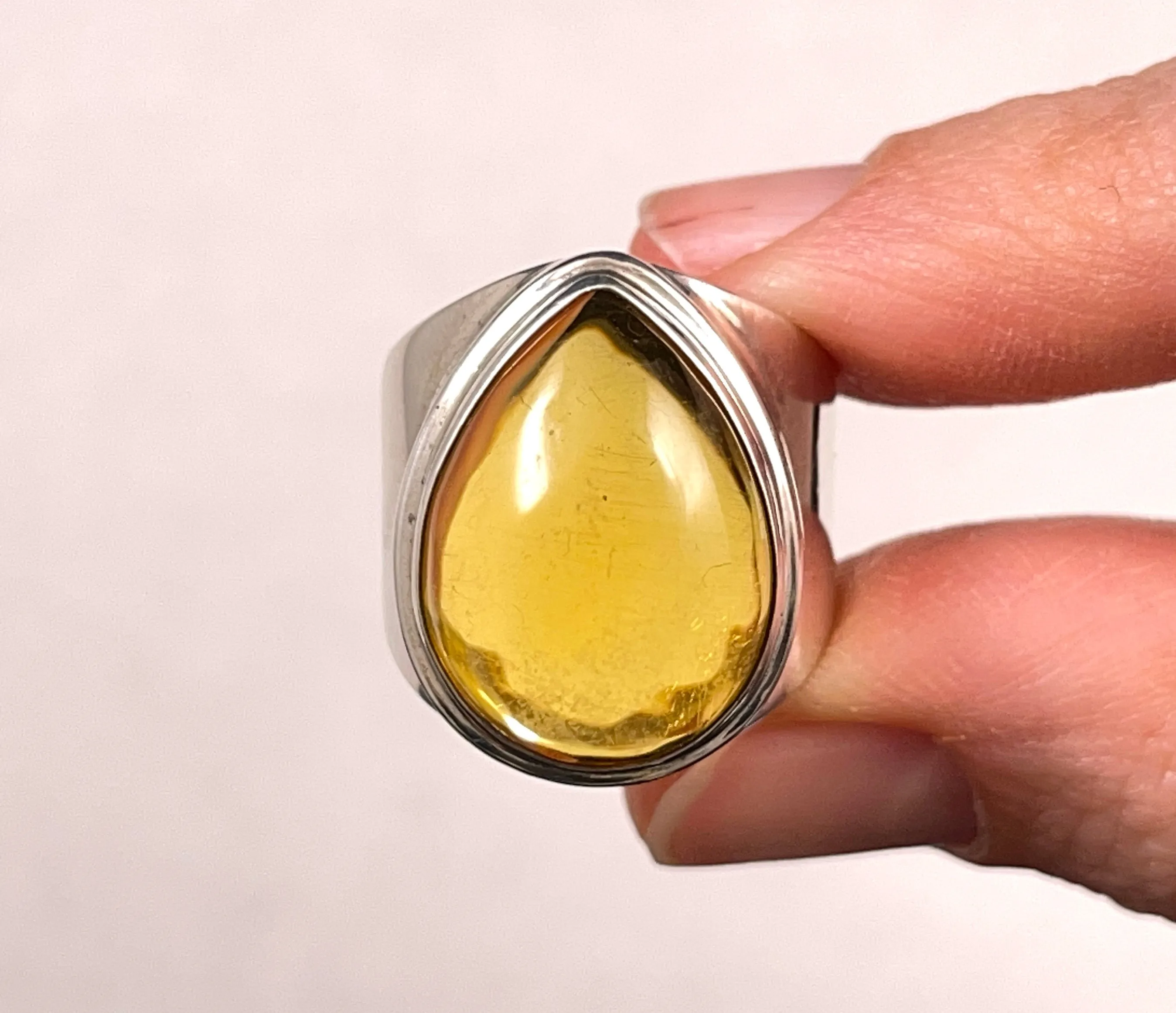 AMBER Ring - Sterling Silver,  Flawless AAA, Size 7 - Amber Stone, Crystal Ring, Handmade Jewelry, Healing Crystals and Stones,  52647
