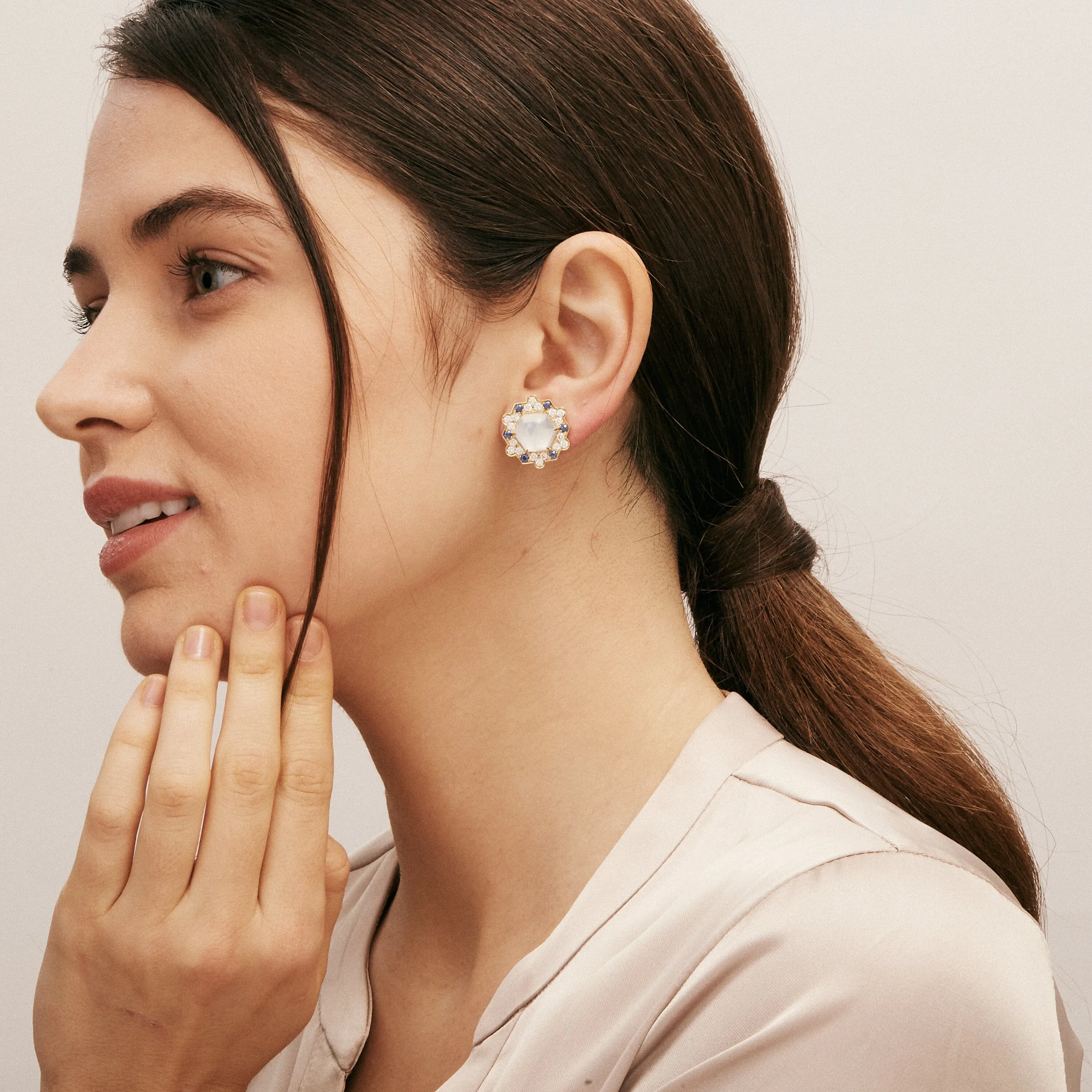 Hexagon Moon Earrings