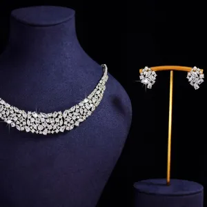 S623-1 White Finish Zircon Necklace Set